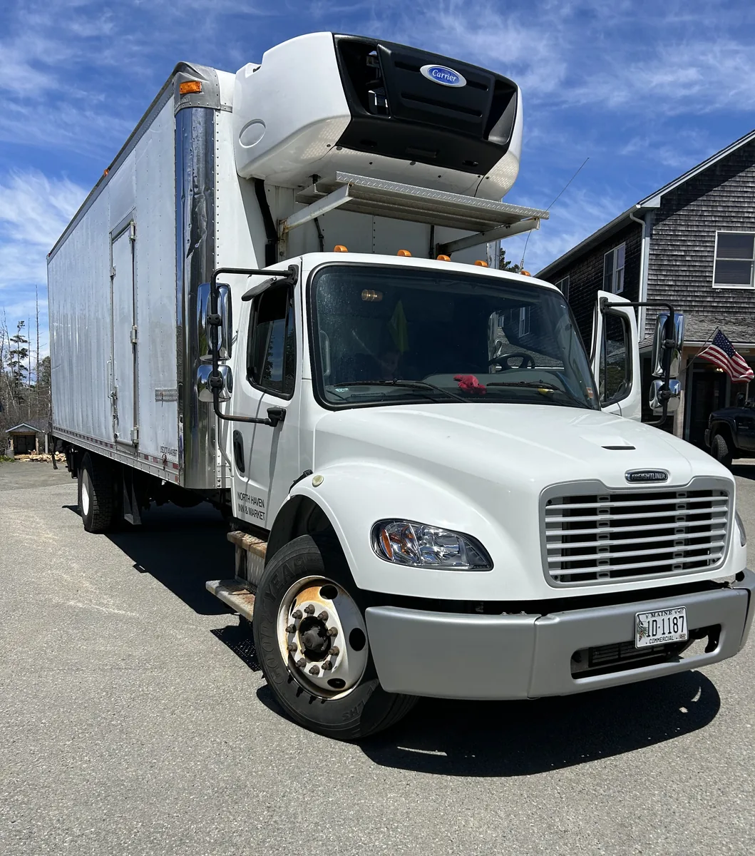 Our freight truck parked at the North Haven market